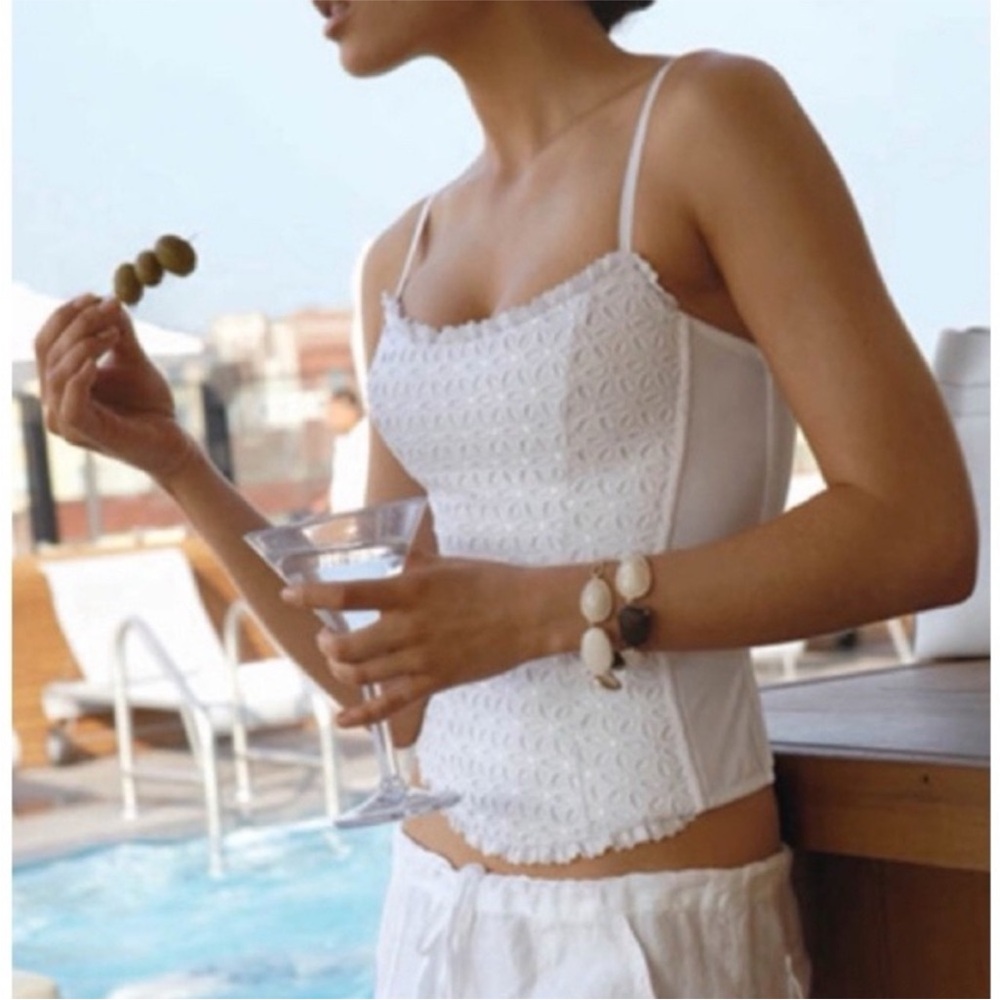 Vintage Gossamer White Eyelet bustier top medium Y2K